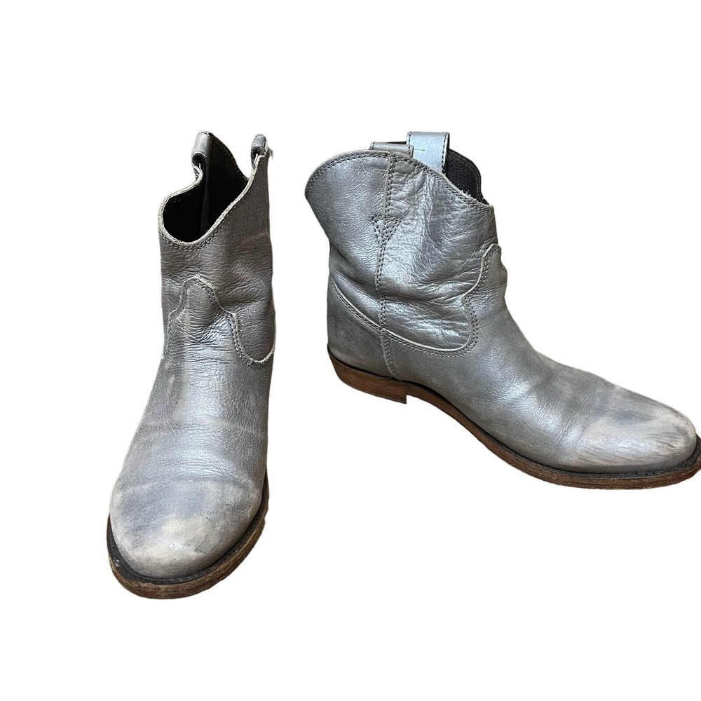 Overland Women's Liberty Black American Metallic Leather Cowboy Boots size 7